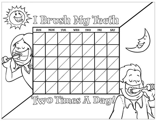 Black and White Brushing Chart for Children - Pediatric Dentist in Duncan, SC and Spartanburg County